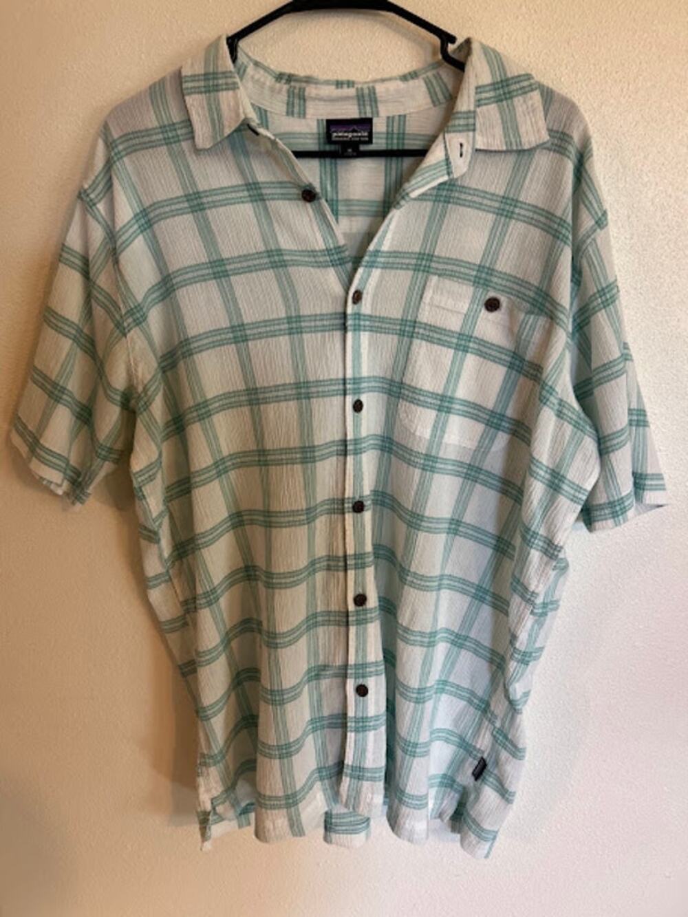 Patagonia Organic Cotton Short Sleeve Shirt XL Coastal Beach Lake Vacation